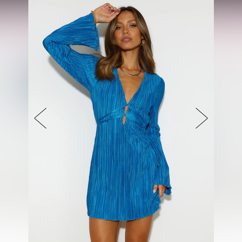 Blue Hello Molly Long Sleeve Mini Dress